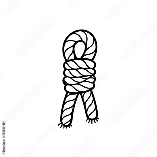 Hand Drawn Rope Noose Knot Line Art Illustration