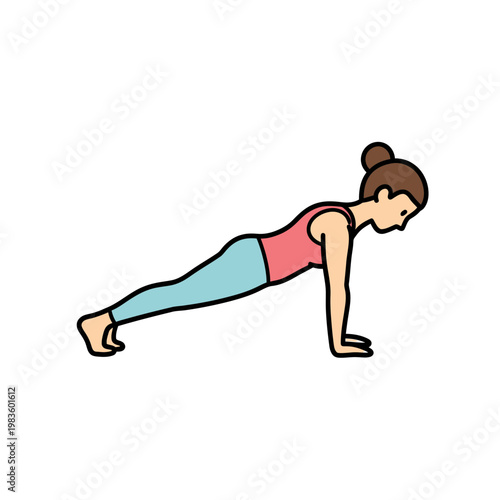 Woman Doing Plank Exercise Flat Vector Illustration