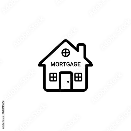 House mortgage icon for real estate and home loan concepts