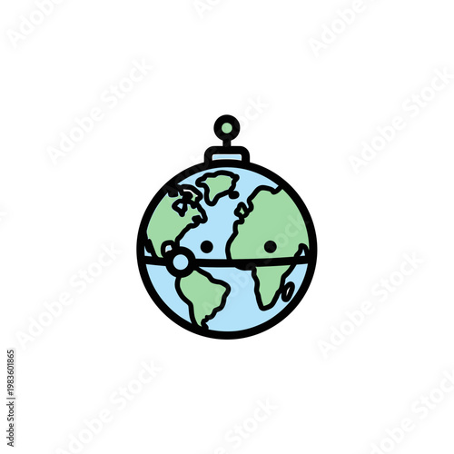 Cute Cartoon World Globe Ornament Icon Illustration