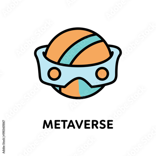 Metaverse Icon Showing Globe Wearing Virtual Reality Goggles