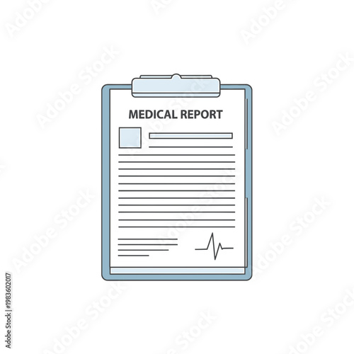 Medical Report Icon on Clipboard with EKG Heartbeat Chart