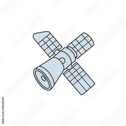 Isometric Satellite Illustration for Technology and Space Concepts