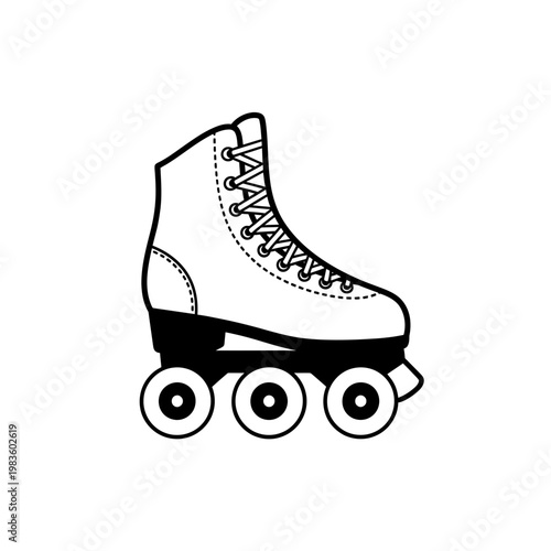 Vintage Style Roller Skate Icon Vector Illustration