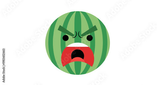 Angry Watermelon Face Close Up.