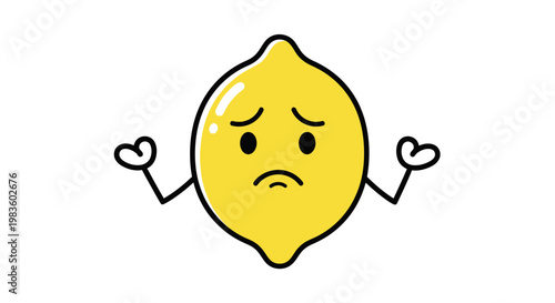Cartoon Angry Lemon Character Face.