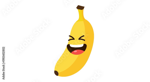 Smiling Cartoon Banana Fruit Closeup.