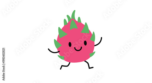 Smiling Dragon Fruit Cartoon Character.