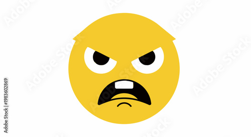 Angry Face Emoji Close Up.