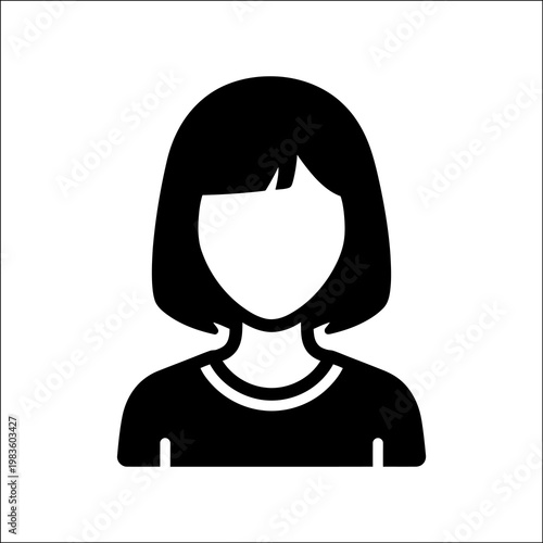 A minimalist silhouette of a woman with a short bob haircut, against a clean white background, conveying a sense of simplicity and elegance.
