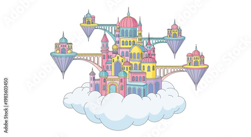 Fantasy castle on a cloud floating.