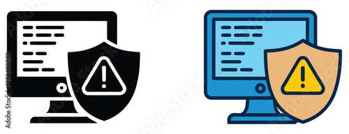 Cyber attack alert icon concept, warning system notifying users of suspicious activity and attempted unauthorized access for cybersecurity protection, data security monitoring and digital threat 