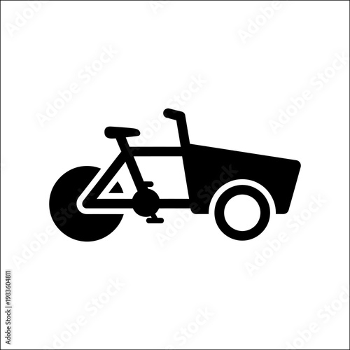 A black silhouette of a bicycle attached to a trailer, set against a clean white background, conveying a sense of simplicity and adventure.