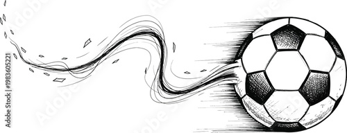 Dynamic soccer ball sketch a black and white illustration of movement and sport