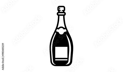 Champagne bottle icon vector celebration drink silhouette isolated on white