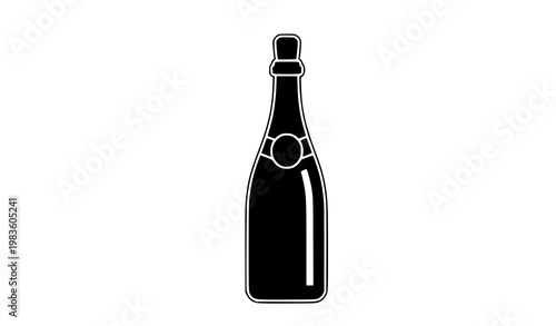 Champagne bottle silhouette icon vector celebration drink isolated on white background