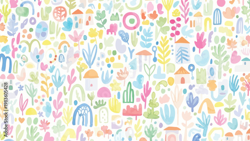 Whimsical watercolor cityscape a colorful and dreamlike urban illustration with abstract buildings