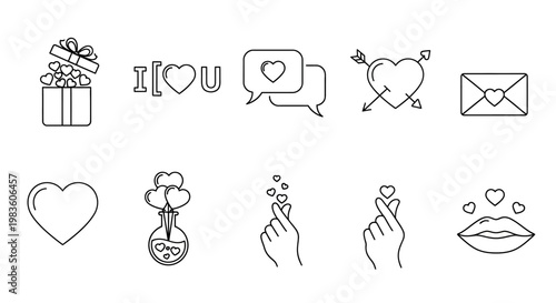 Valentine's Day Icons A Collection of Romantic Symbols for Love and Relationships