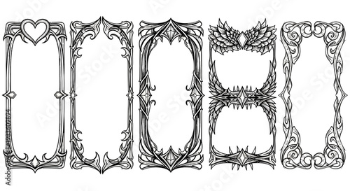 Collection of Ornate Decorative Frames with Intricate Designs and Whimsical Elements