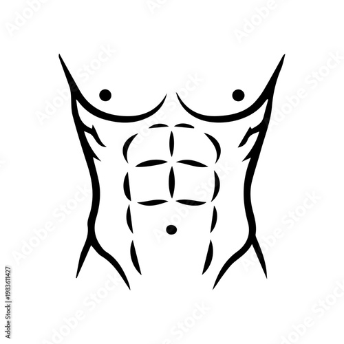 Stylized Male Torso with Six Pack Abs Icon
