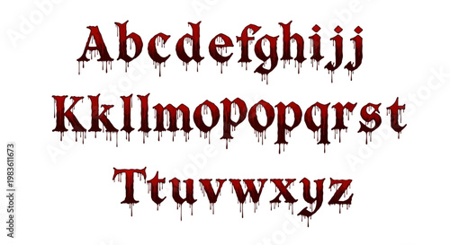 Halloween Themed Dripping Blood Alphabet Font Letters Set - Font Typography Design