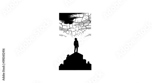 A man standing on a hill looking at a map.