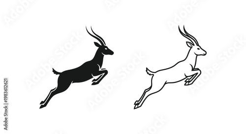 Antelope Running Silhouette Designs Vector Art Vector