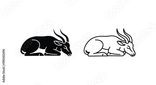 Antelope Art: Unique Black and White Animal Sketches Vector