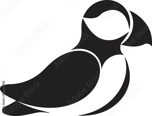 Graceful silhouette of a puffin bird in flight pose