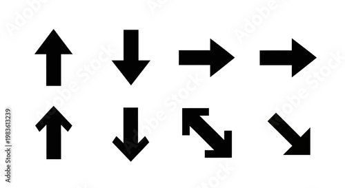 Dynamic collection of directional arrow graphics and symbols for intuitive navigation, user interface design, and conveying movement or progression in digital projects