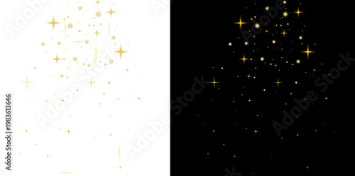Star glow effect with lots of shiny particles. Shimmering light on transparent background, sparkle dust PNG.