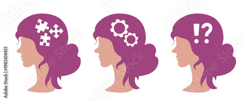 Mental health illustration. Mental work. Vector hand-drawn illustration isolated on a white background.