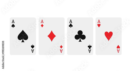 Four Aces of Hearts Diamonds Clubs Spades Playing Cards - Card Game Icons