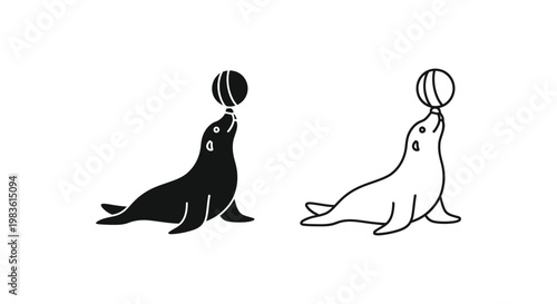 Sea Lions Mastering Ball Tricks - Fun Training Tips Vector
