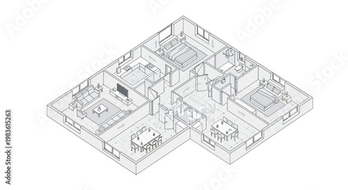 Detailed house floor plan blueprint.