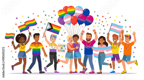 Diverse Group Celebrating Pride.