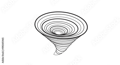 Abstract Vortex Illustration - Concentric Lines Forming a Spiral Descent