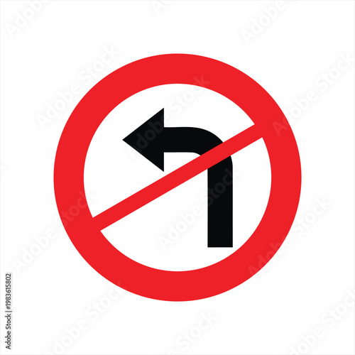 Free Download Road sign indicating a no left turn zone provides essential navigation guidance for all motorists. - GFXLoad