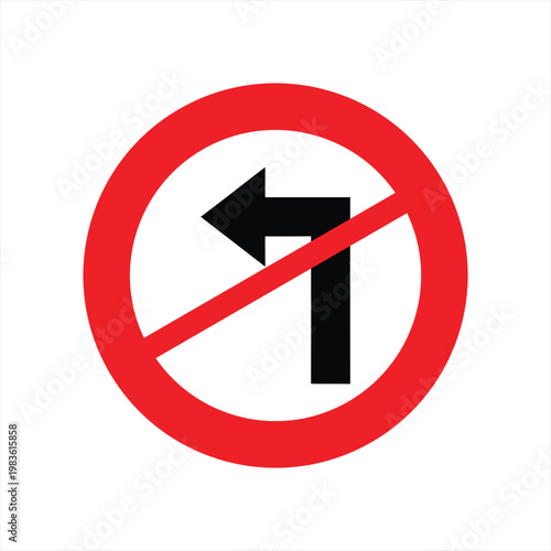 Free Download Road sign prohibiting left turns stands as a clear visual indicator for drivers on public streets. - GFXLoad