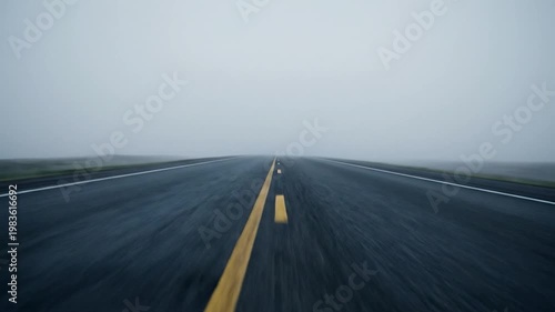 Wallpaper Mural Empty road stretches into distance fog. Torontodigital.ca