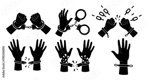 Hands in various states of restraint and freedom.