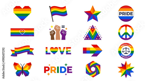LGBTQ Pride Rainbow Symbols.