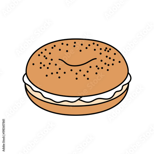 Bagel with Cream Cheese Vector Illustration