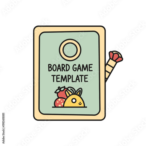 Cute Kawaii Style Board Game Card Template Vector Illustration