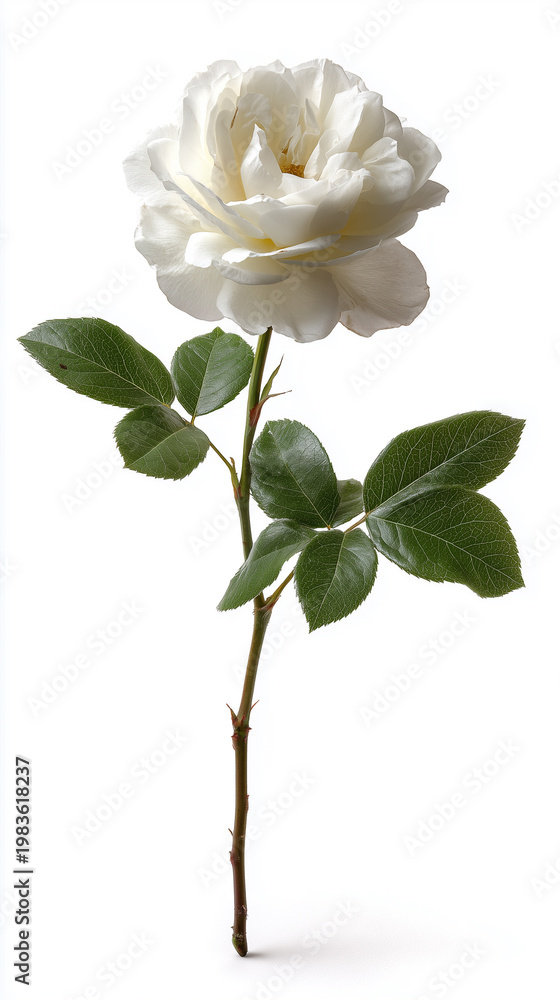 Obraz premium A white rose blossom stem flower