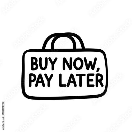 Buy Now Pay Later Concept Shopping Bag Vector Illustration
