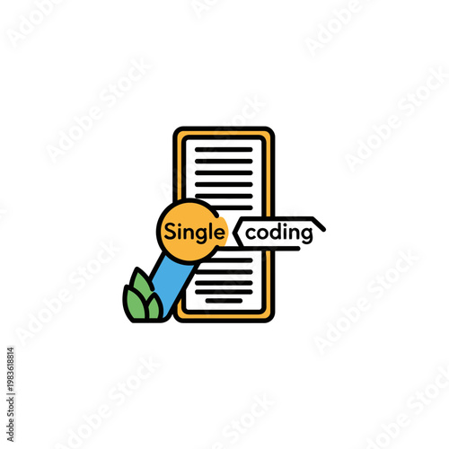Single Coding Concept Illustration on Mobile Phone Screen