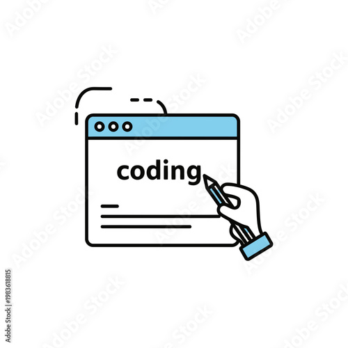 Website Coding and Software Development Vector Illustration