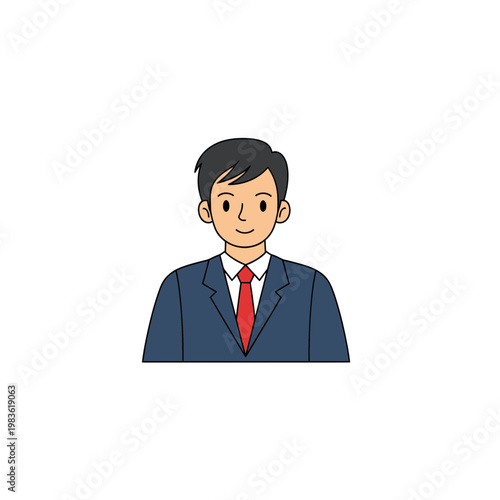 Smiling Young Businessman in Blue Suit Vector Illustration