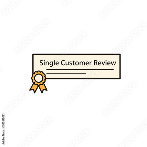 Single Customer Review Badge with Award Ribbon Illustration